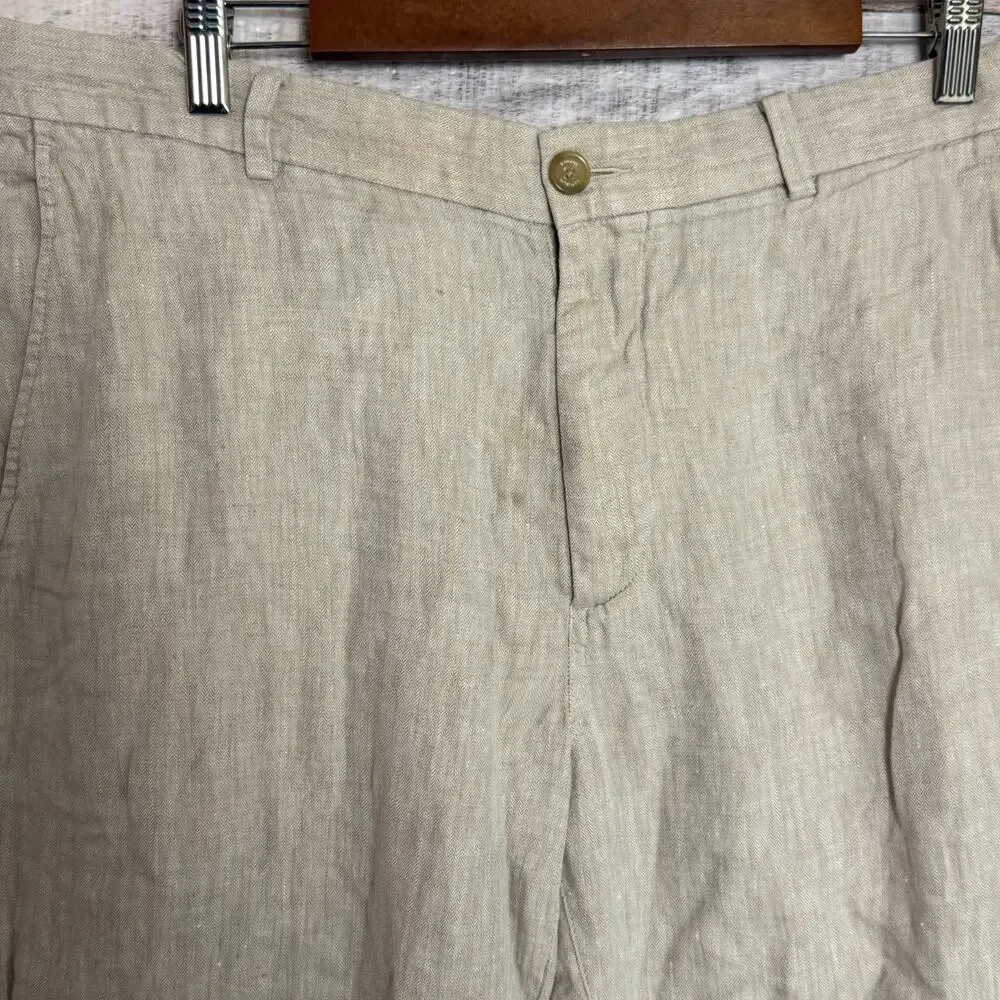 Banana Republic Linen Pants Mens 36x30 Khaki Lightweight Preppy Straight